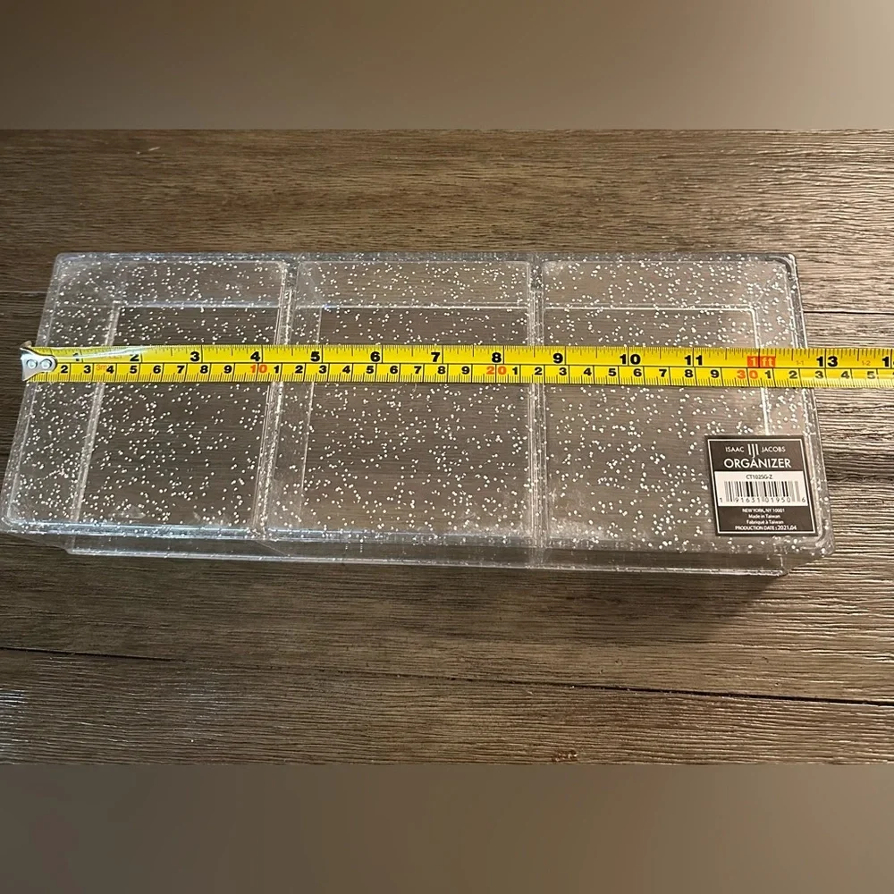 Isaac Jacob’s Acyrlic Clear With Sparkles 3 Compartment Organizer - N w/o T - Picture 4 of 5